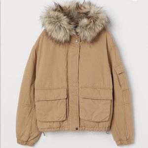 H&M Puffer Parka Jacket with Faux Fur Hood